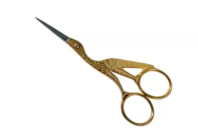 4" Stork Gold Scissor For Embroidery, Manicure, Nail Art, Craft & Sewing