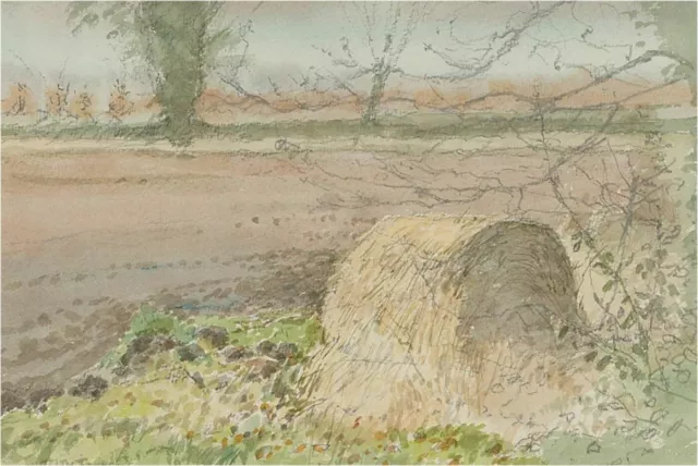 Keith Johnson (1931-2018) - 2017 Watercolour, Old Straw Bale
