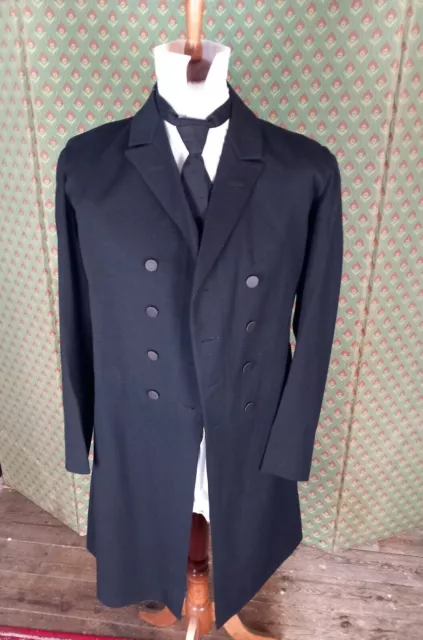 Antique Victorian Edwardian Black Frock Coat 2