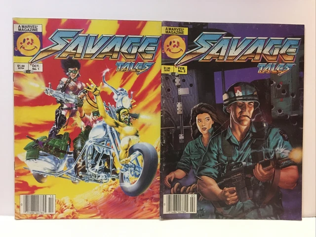 Savage Tales Marvel Magazine Lot (2) Marvel, 1st app Skywarriors, Blood & Gutz