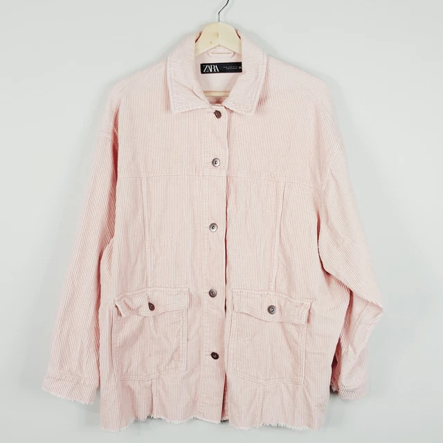 ZARA Womens Size XL or 16 Pink Corduroy Overshirt Jacket w/ Pockets
