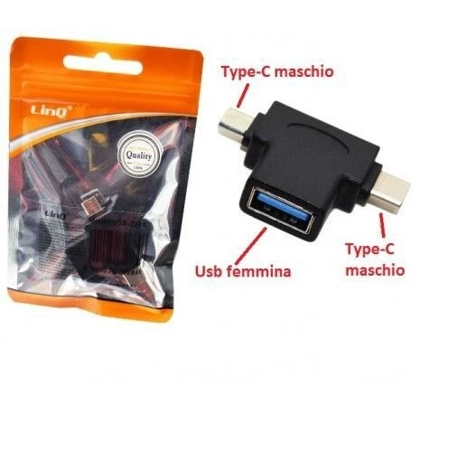 Adaptateur USB-C Mâle Vers USB-A Femelle OTG - Convertisseur USB 3.1 Type C - Nylon - Neuf