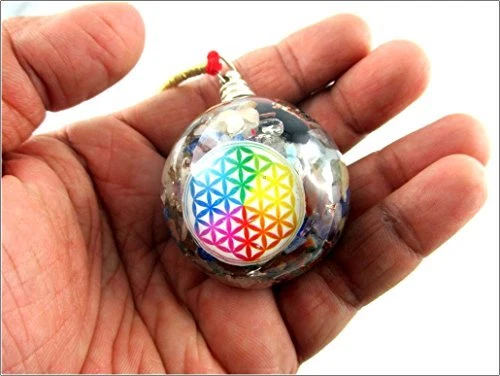Jet Energized Lucky Jet Orgone Sphère Suspendu Balle Fleur De Vie Mélange Chakra