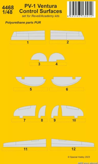 CMK/Czech Master Kits 4468 1:48 Lockheed PV-1 'Ventura' Control Surfaces