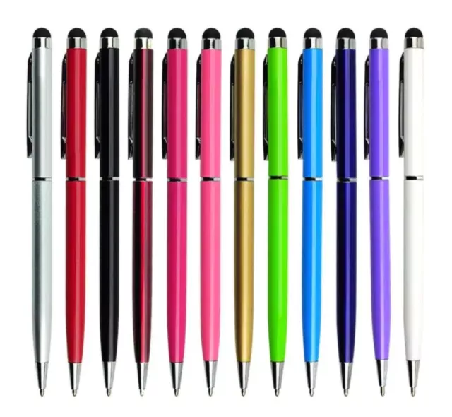 Black 2 in 1 Touch Screen Stylus Ballpoint Pen For iPad iPhone Samsung Tablet