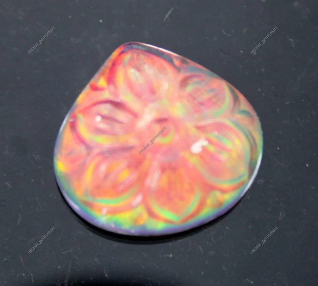 Doublet Cabochon En Opale De Feu Naturelle 9 Carats Certifiée AAA, Avec éclat Arc-en-ciel