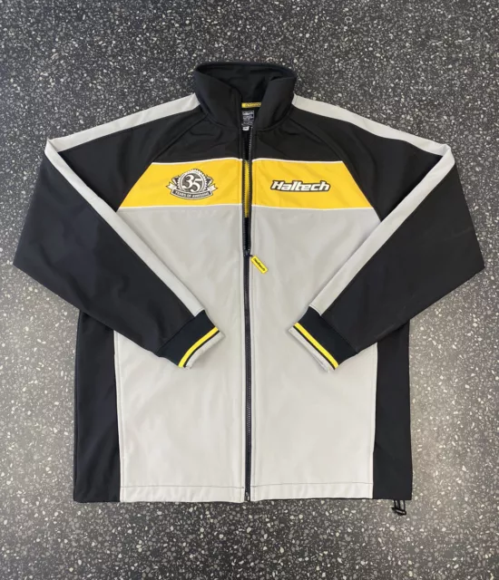 Haltech Racing Jacket Mens Size Medium M Full Zip SoftShell Windproof Black