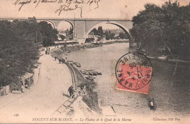 CPA - NOGENT-SUR-MARNE - Le Viaduc et le Quai de la Marne (1905)