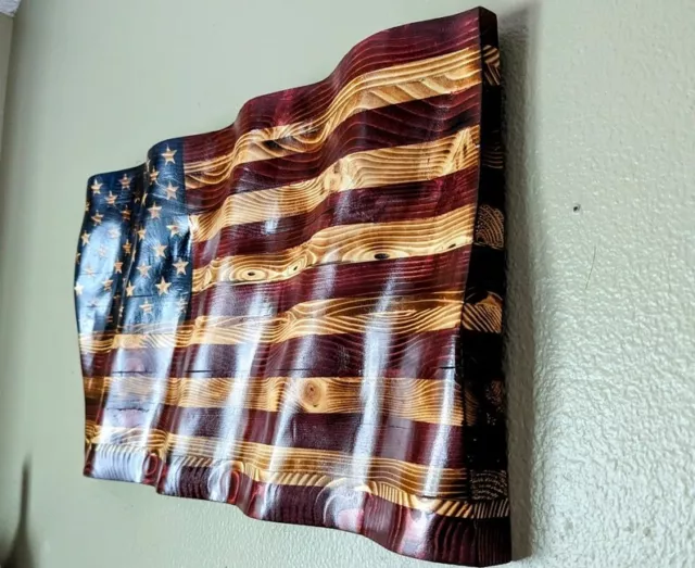 Bandera Americana, Patriótico, Decoración de Pared, Reto, Madera Ondulado US