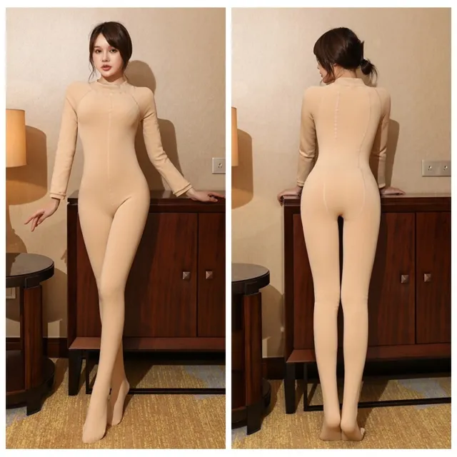 Women Thermal Full Body Stocking Lingerie Jumpsuit Pantyhose Winter Warm 3