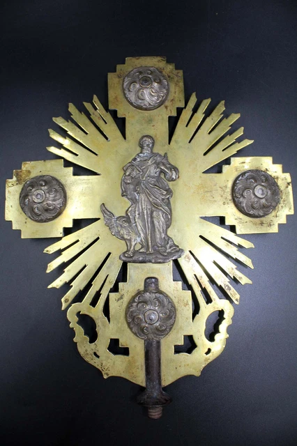 Emebellecedor Vortragekreuz Prozessionskreuz 18 19.Jahrhundert Hl.michael U.