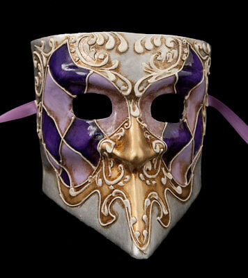 Mask from Venice Bauta Purple Silver Golden Paper Mache 1794 CB1