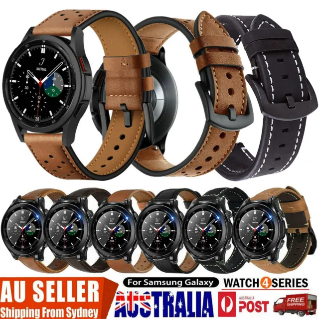 For Samsung Galaxy Watch 4 46MM 42MM 3 41/45mm Leather Wrist Band Sports Strap