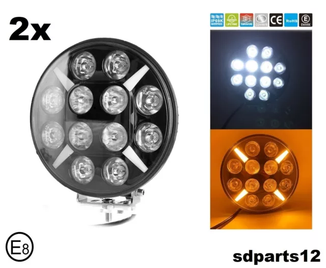 Coppia 60W Fari Anteriori LED Bianco Arancio 5400LM 12/24V Fuoristrada Camion