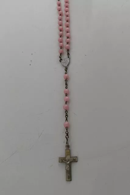 Alter Rosenkranz / Kreuz Kommunion rosa - Rosenkranz Perlmutt