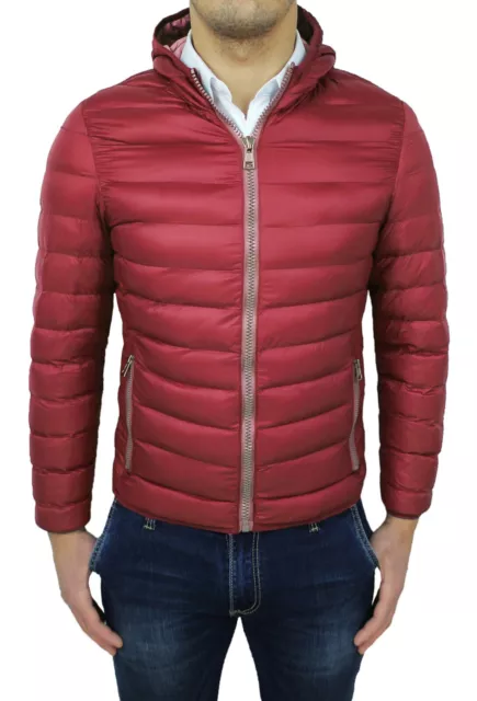 Piumino uomo Class invernale rosso giubbotto giacca bomber con cappuccio