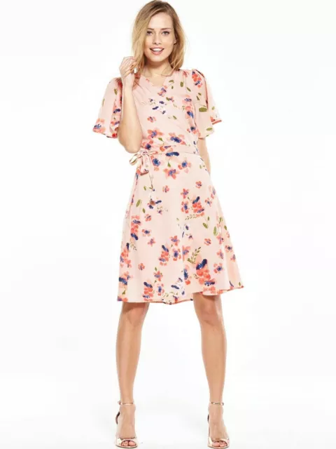 Vero Moda Lina Wrap Dress Pastel Pink S NWT New $55 3
