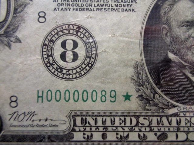 2 DIGIT SERIAL#-- 1928 $50 ST LOUIS Numeral Seal FRN **STAR**(PMG 30) SERIAL#89*