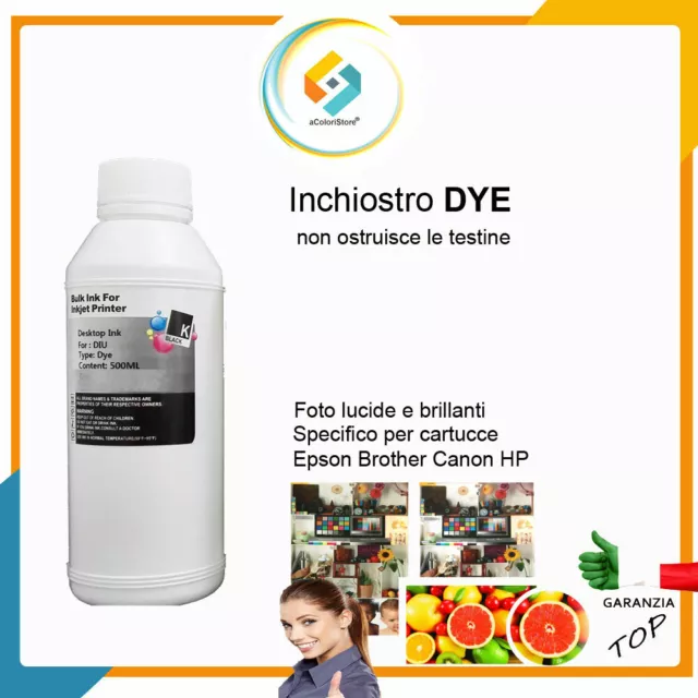 Ricarica inchiostro HP Epson Canon Brother kit per cartucce stampante 500ml NERO