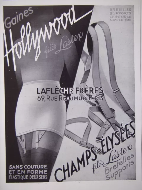 Publicité De Presse 1935 Gaine Hollywood Lastex - Laflèche Frères - Advertising