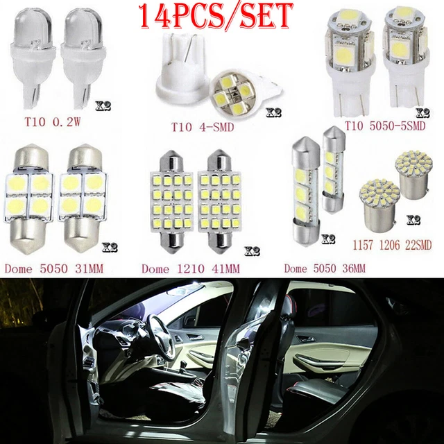 14Pcs Car Interior Lamp Map Dome License Plate Mixed LED Light Accessories Kits