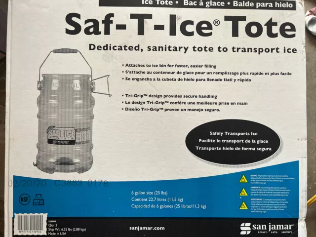 San Jamar SI6000 Saf-T-Ice 6 Gallon Ice Tote 2 Pack