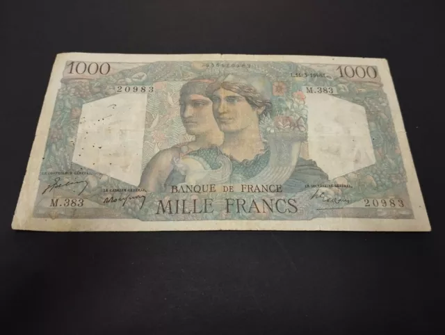 Billets 1000 Francs Minerve 11/3/1948 Alphabet M.383