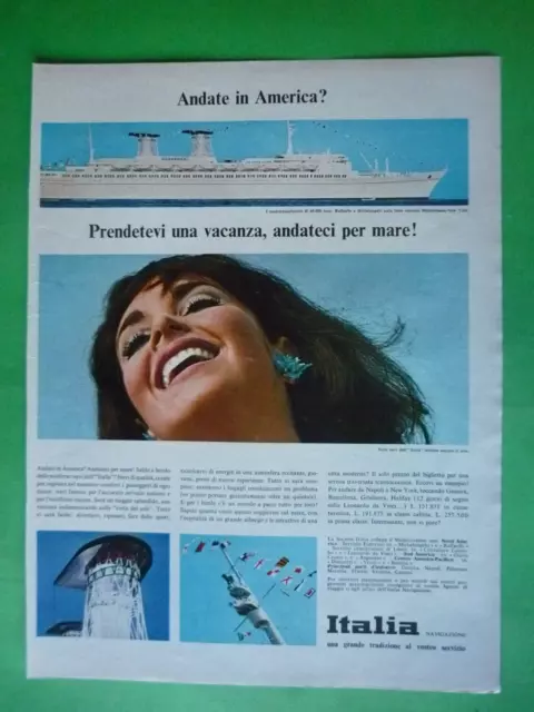 Italian Line Navigation 1965 Werbung' Vintage Italien Schiff Michelangelo Farbe