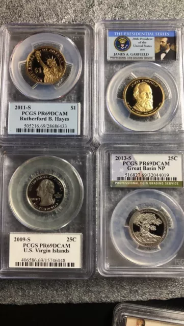 Pcgs Presidential Series Pr69Dcam Hayes Garfield Great Basin Us Virgin 4 Coins