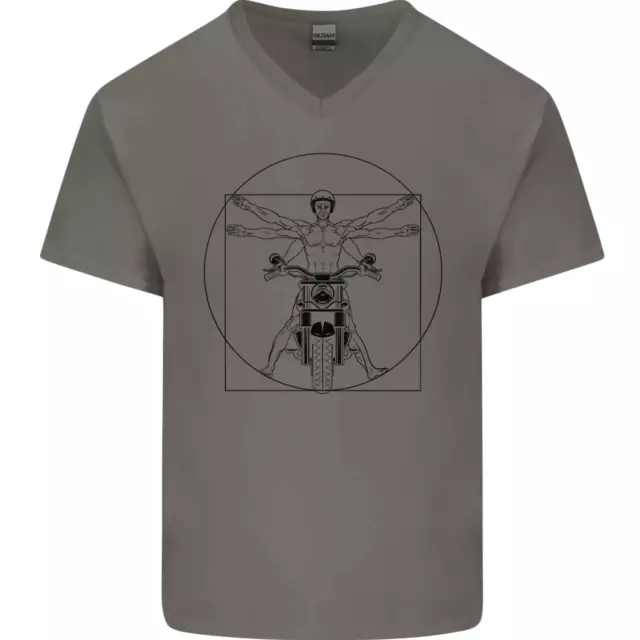 T-shirt da uomo Vitruvian Biker moto scollo a V cotone