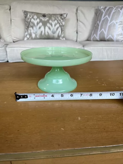 Vintage Jeanette Jadeite/Jade Green Glass 5"x8.5" Pedestal Cake Stand/Server