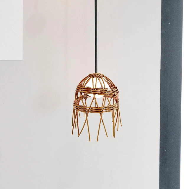 Abat-Jour En Bambou Vert Style Japonais - 30 Cm, Pour Ampoule E27 - Décoration Salon, Chambre, Bureau - 6