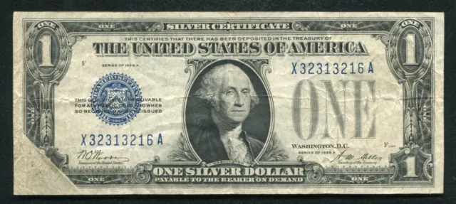 1928-A $1 “Funnyback” Silver Certificate “Obstruction Error” Very Fine