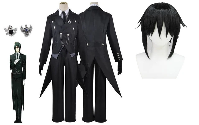 Anime Black Butler Kuroshitsuji Sebastian Michaelis Tuxedo Cosplay Costume Suit