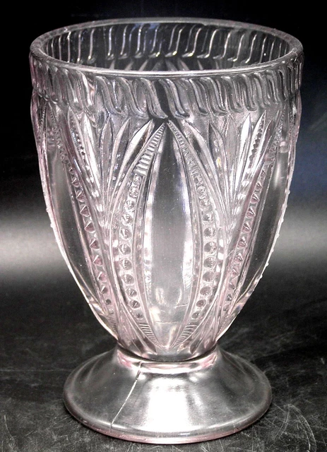 EAPG 1903 Beaded Oval & Fan Spooner / Spill Vase- Diamond Glass, Montreal Canada