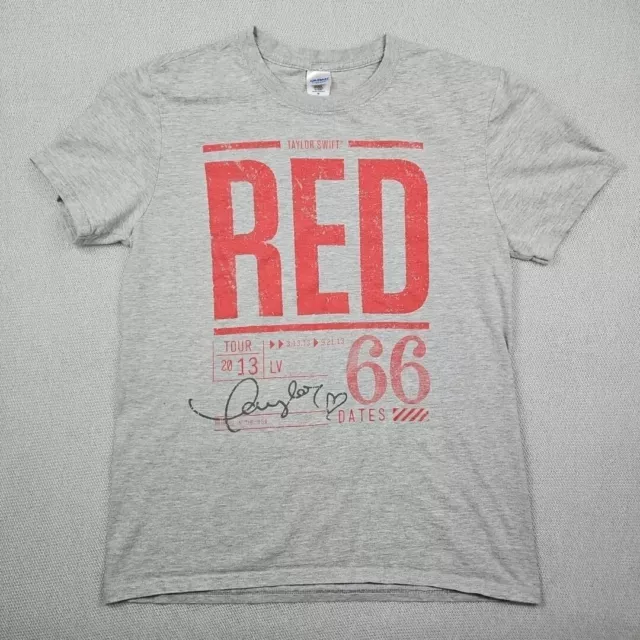 2013 Taylor Swift Red Tour 66 Dates Concert Graphic Gray T-Shirt Size M Medium
