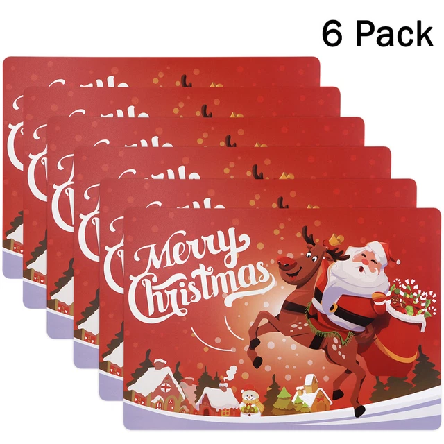 6PCS Weihnachten Tischsets Frohe Weihnachten Tischsets Winter Tischset