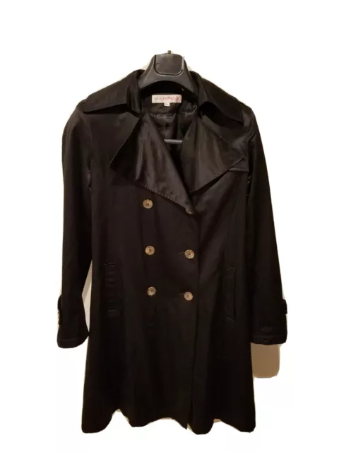 Vintage Via Spiga Trench Coat Double Breasted Black Jacket Women's size 6