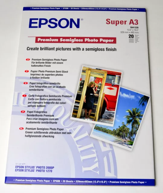 Epson Premium Semi Gloss Photo Paper A3+ 20 feuilles 251g C13S041328