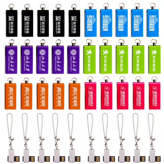 Lot 50PCS 1/2/4/8/16GB Metal Ring USB Flash Drive Stick Thumb Memory Custom Logo