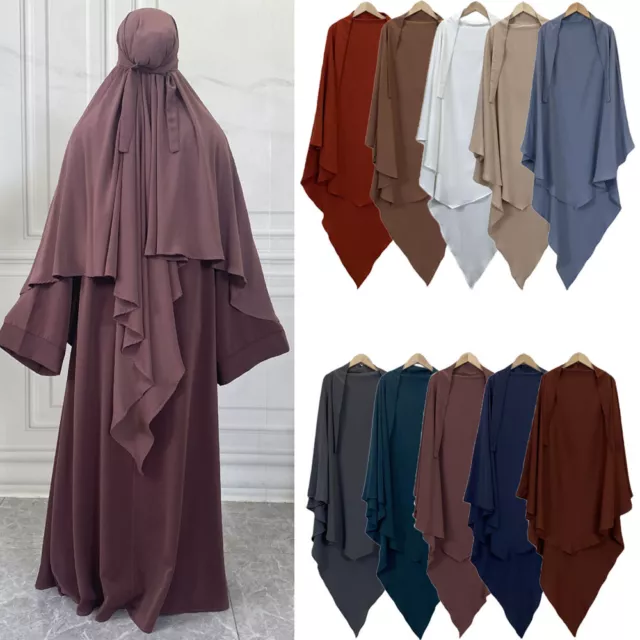 Muslim Women One Piece Amira Prayer Hijab Khimar Overhead Islamic Robe Ramadan