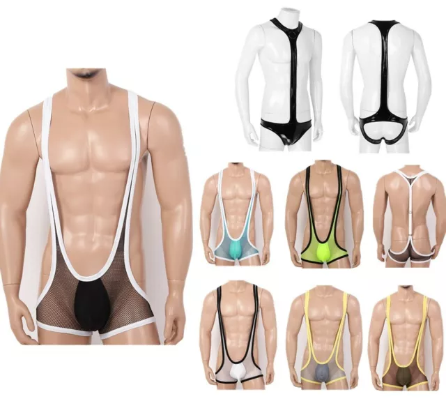 Sexy Men Wrestling Singlet Bodysuit Backless Mankini Jockstrap Underwear Leotard