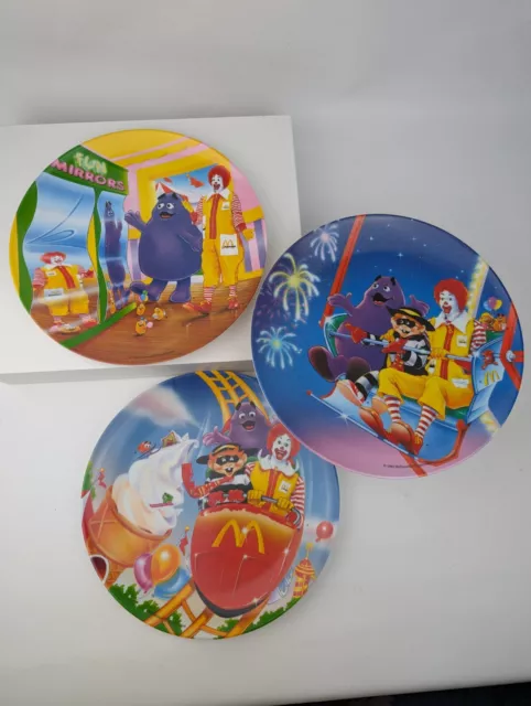 Vintage McDonald's Plastic Plates Summer Carnival Collection 1993 Set Of 3 EUC