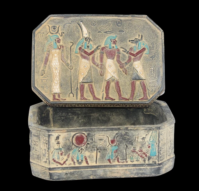 RARO ANTIGUO EGIPCIO FARAÓNICO ANTIGUO ANUBIS ISIS Horus Joyero -EGYCOM