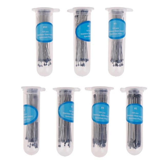 Healeved Kit 200 Aiguilles Entomologiques Inox + 2 Flacons – Épingles Acier Inoxydable Multi-Taillles Pour Collection D’Insectes, Spécimens, Épinglage Professionnel