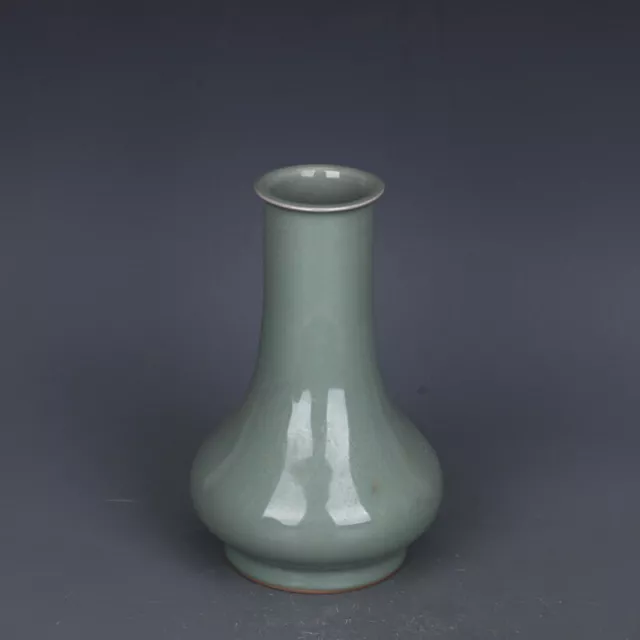 8.3"Collect Chinese Song Porcelain Longquan Kiln Lavender Grey Glaze Flower Vase 3