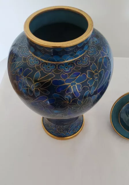 Cloisonne Vase mit Deckel Schöne Farbe Und Muster sehr gut Handarbeit um 1960 3