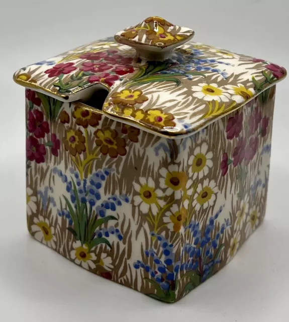 Vtg Royal Winton Summertime Chintz Jam/Jelly Box ~ Signed & Numbered