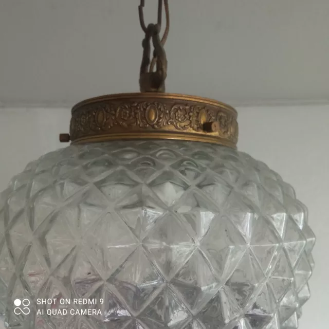 Petit lustre / plafonnier boule de style Empire en état de marche 3