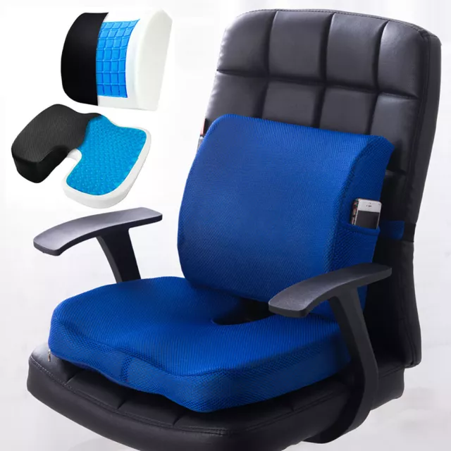 Gel Memory Foam Comfort Seat Cushion & Lumbar Support Pillow Set for Chair Car